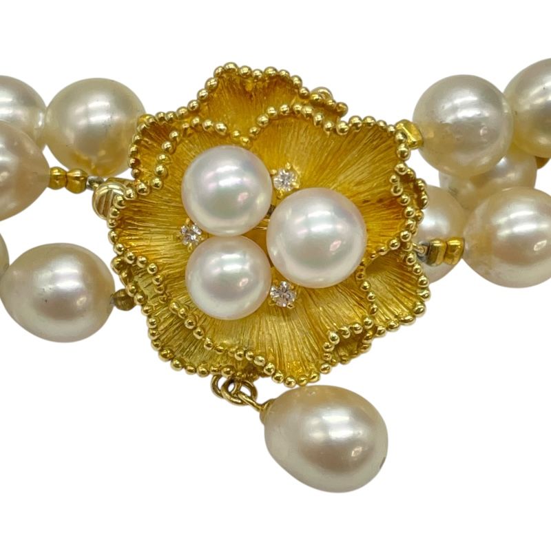 Exquisite K14 Gold Pearl Necklace with Diamond Accents
