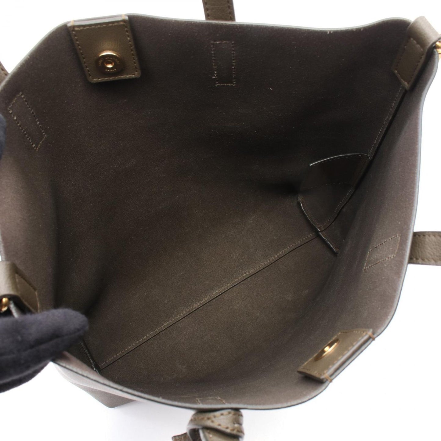 SAINT LAURENT Olive Leather Toy Shopping Tote Bag
