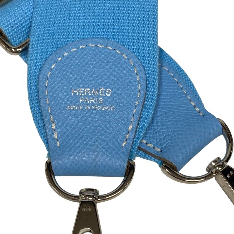 HERMES Evelyne III GM Celeste Shoulder Bag with Silver Hardware