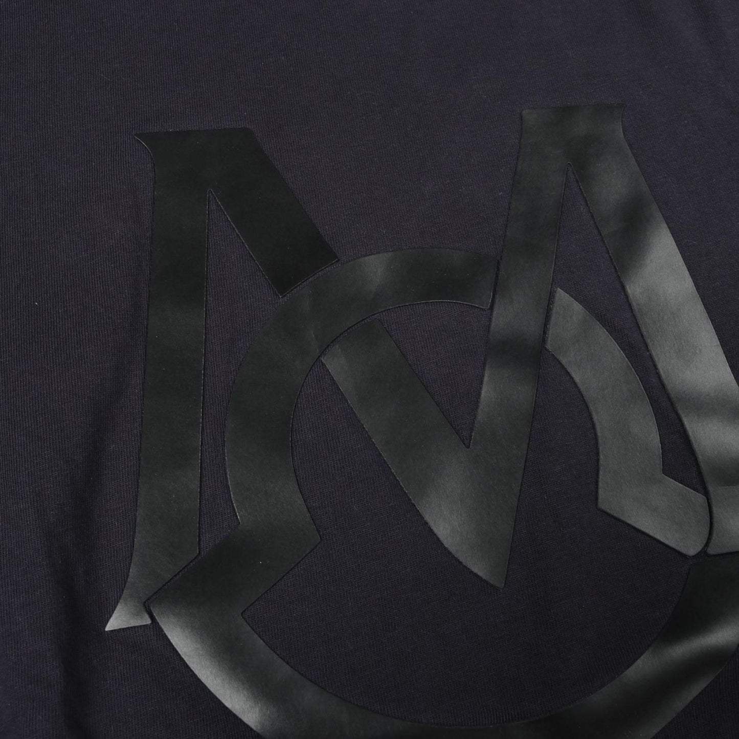 MONCLER Navy Cotton T-Shirt with Rubber Logo - Size S