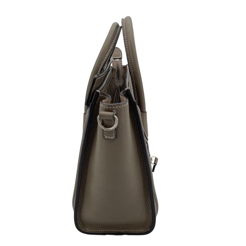 CELINE Luggage Nano Shopper in Khaki Drum Calfskin - Exquisite Craftsmanship