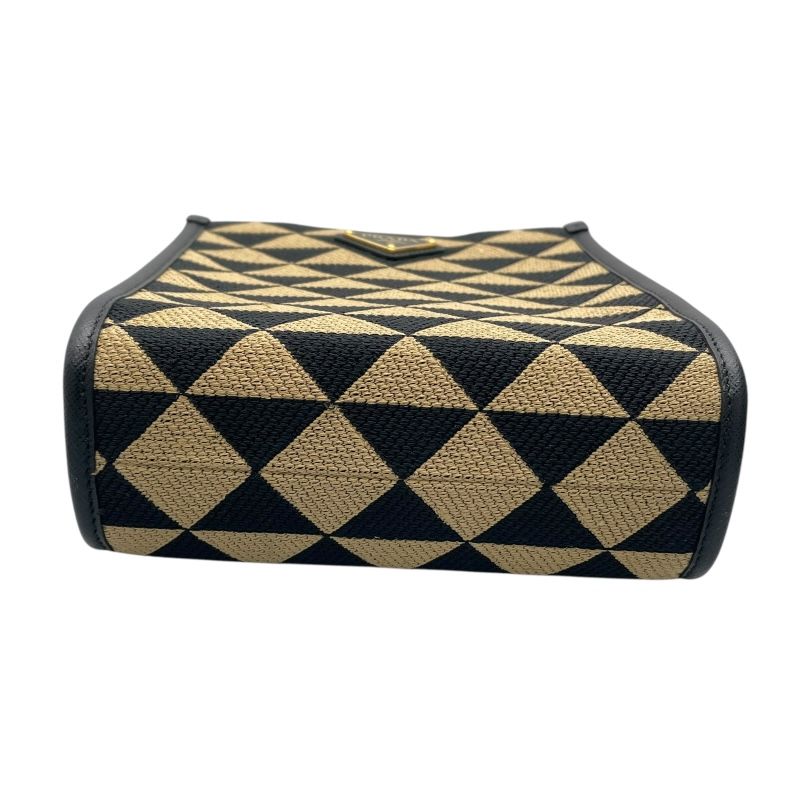 PRADA Symbol Embroidered Fabric Mini Bag - Black/Yellow