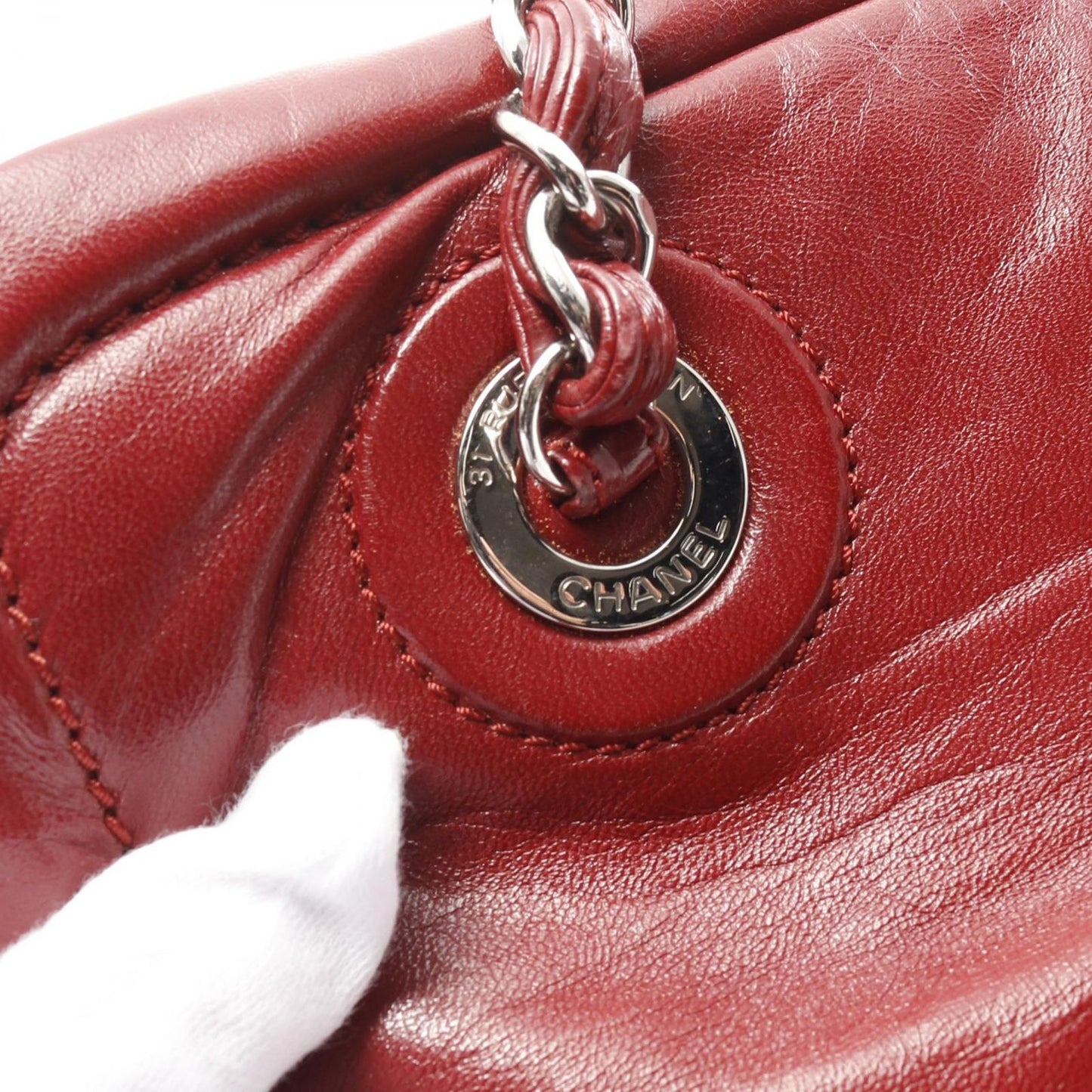 CHANEL Coco Mark Matelassé Shoulder Bag - Red Calfskin