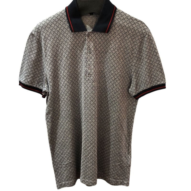 GUCCI Diamante Pattern Polo Shirt in Gray - Size S