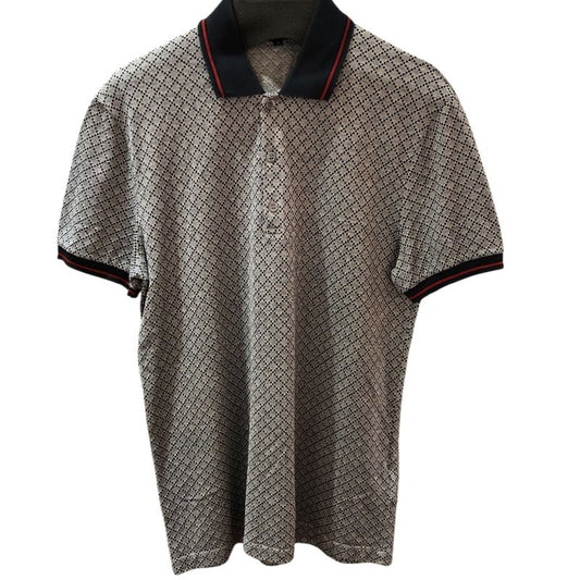 GUCCI Diamante Pattern Polo Shirt in Gray - Size S