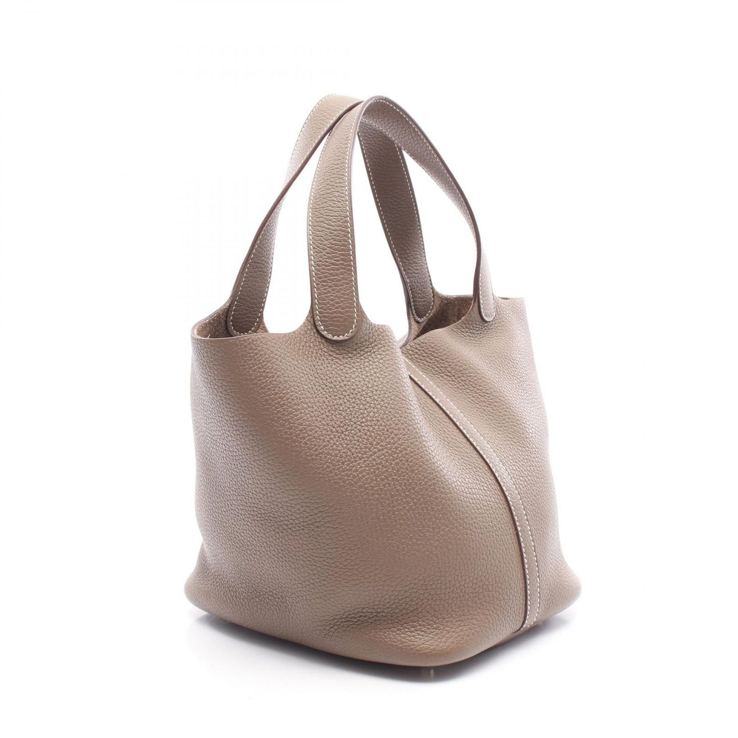 HERMES Picotin MM Handbag in Etoupe Leather - Timeless Elegance