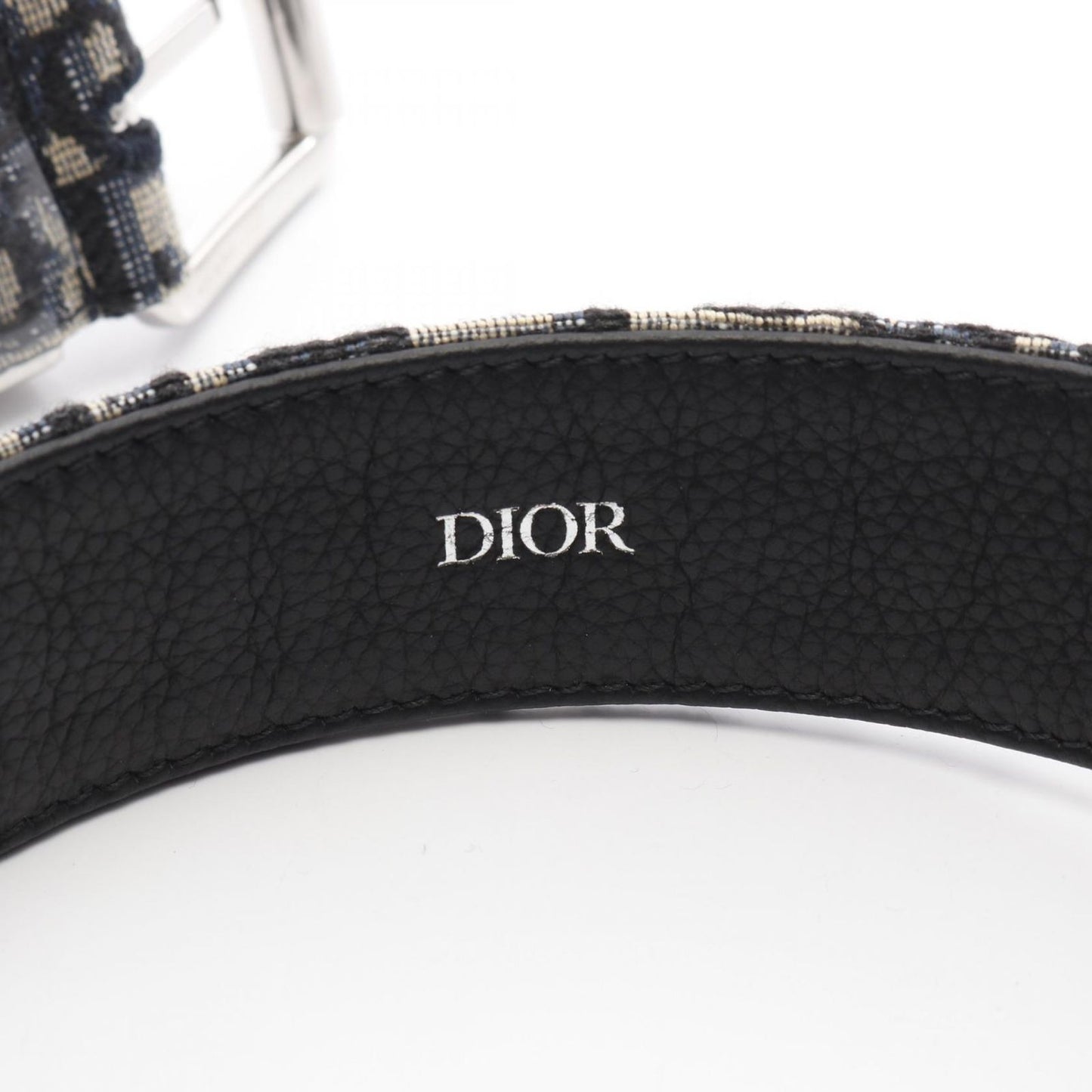 Dior Oblique Jacquard Canvas & Leather Belt - Navy - New