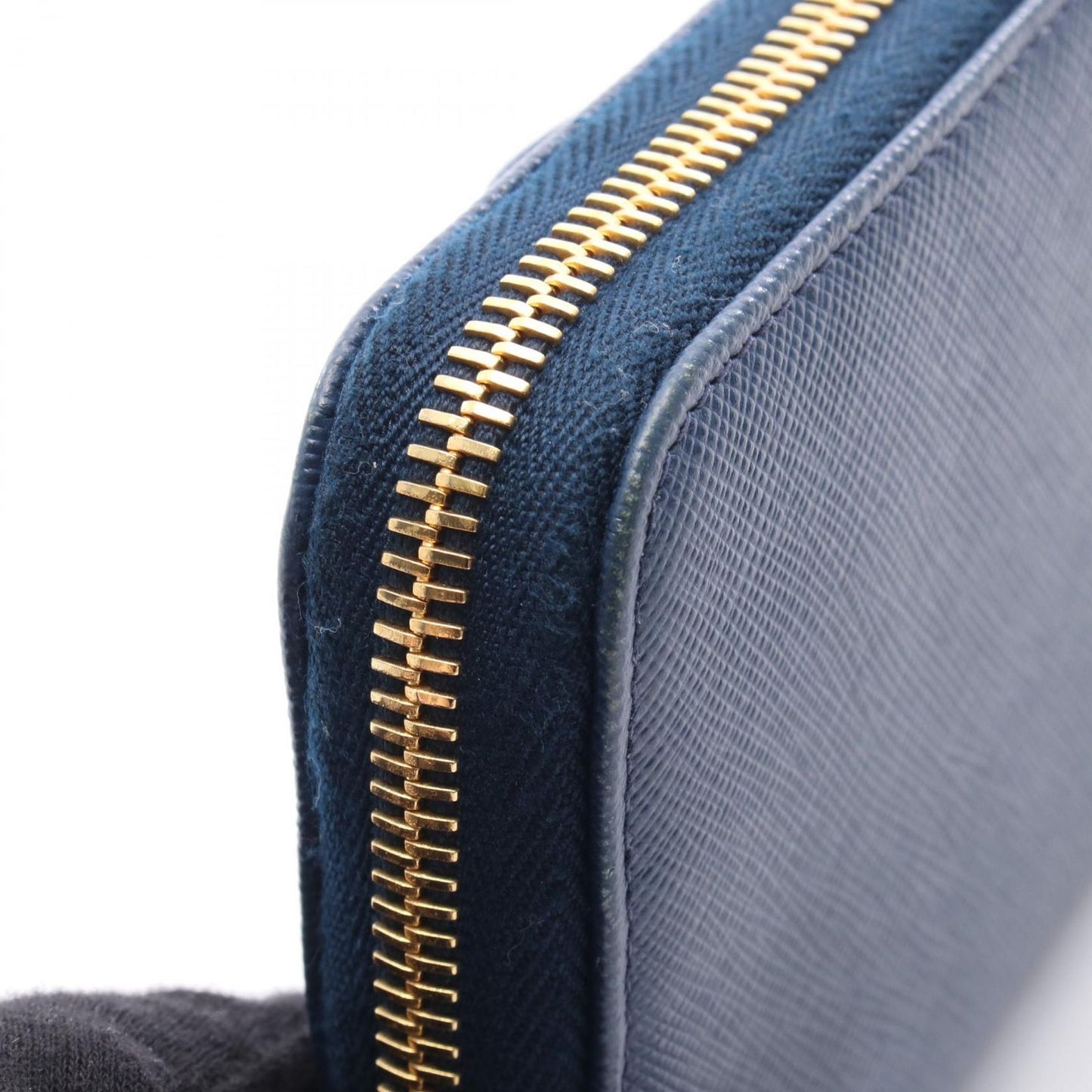 PRADA Dark Blue Leather Round Wallet - Timeless Elegance