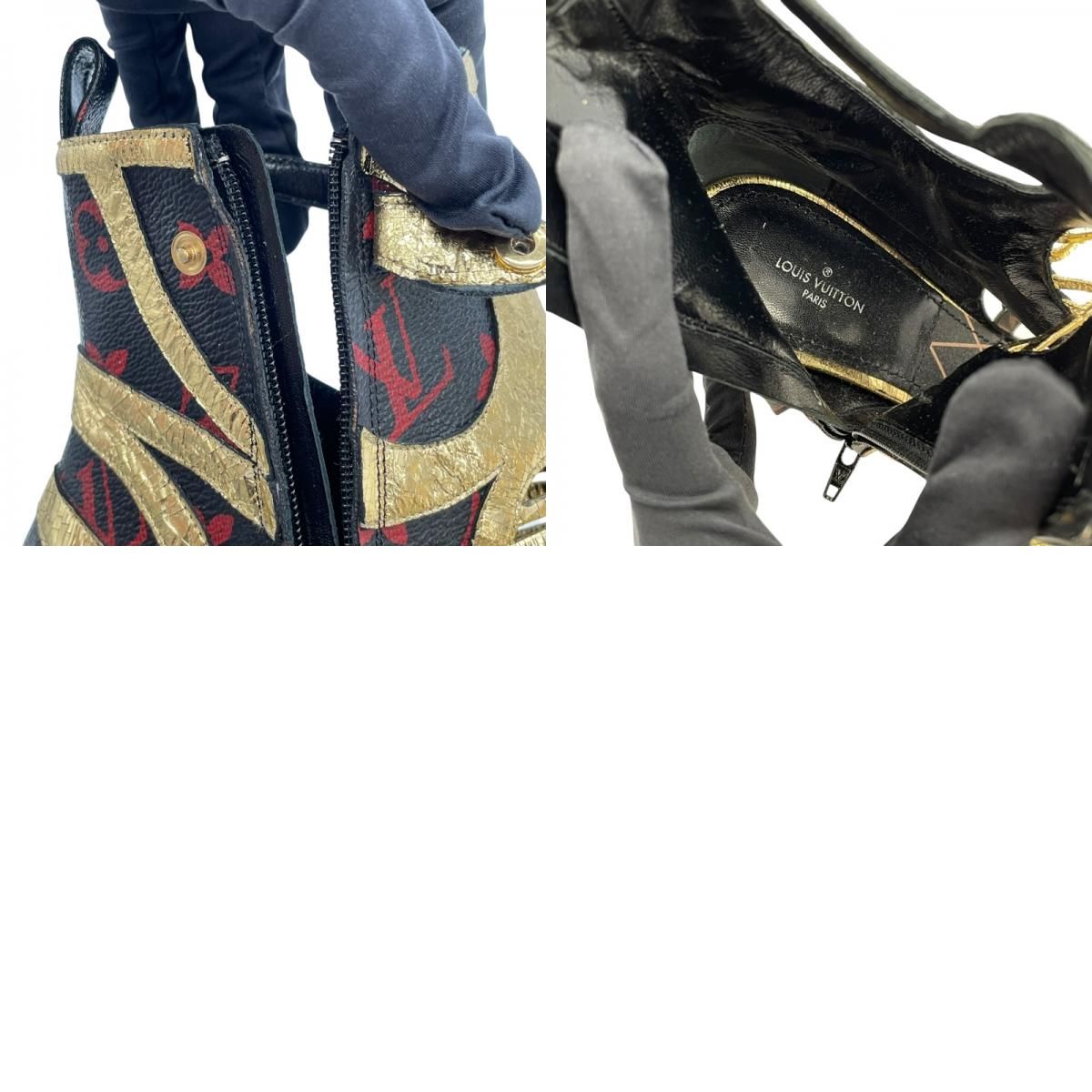 Louis Vuitton Queen of Hearts Monogram Infra Rouge Short Boots - Black