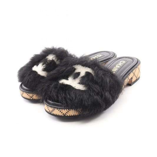 CHANEL Coco Mark Leather Sandals - Timeless Elegance in Black & White