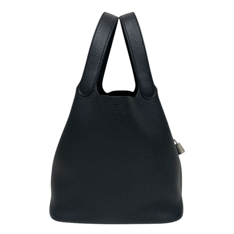 HERMES Picotin Lock MM Black Togo Leather Tote with Silver Hardware