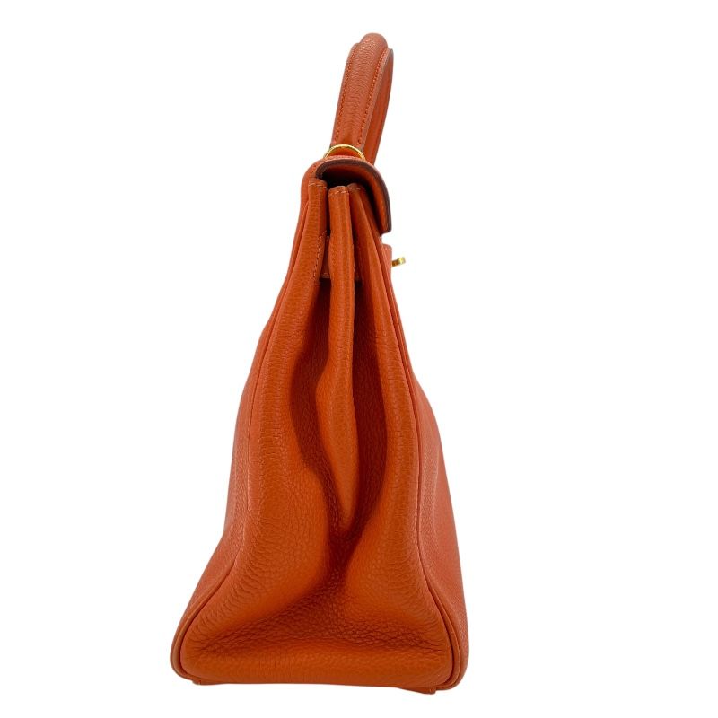 HERMES Kelly 32 Orange Togo Leather Shoulder Bag with Gold Hardware