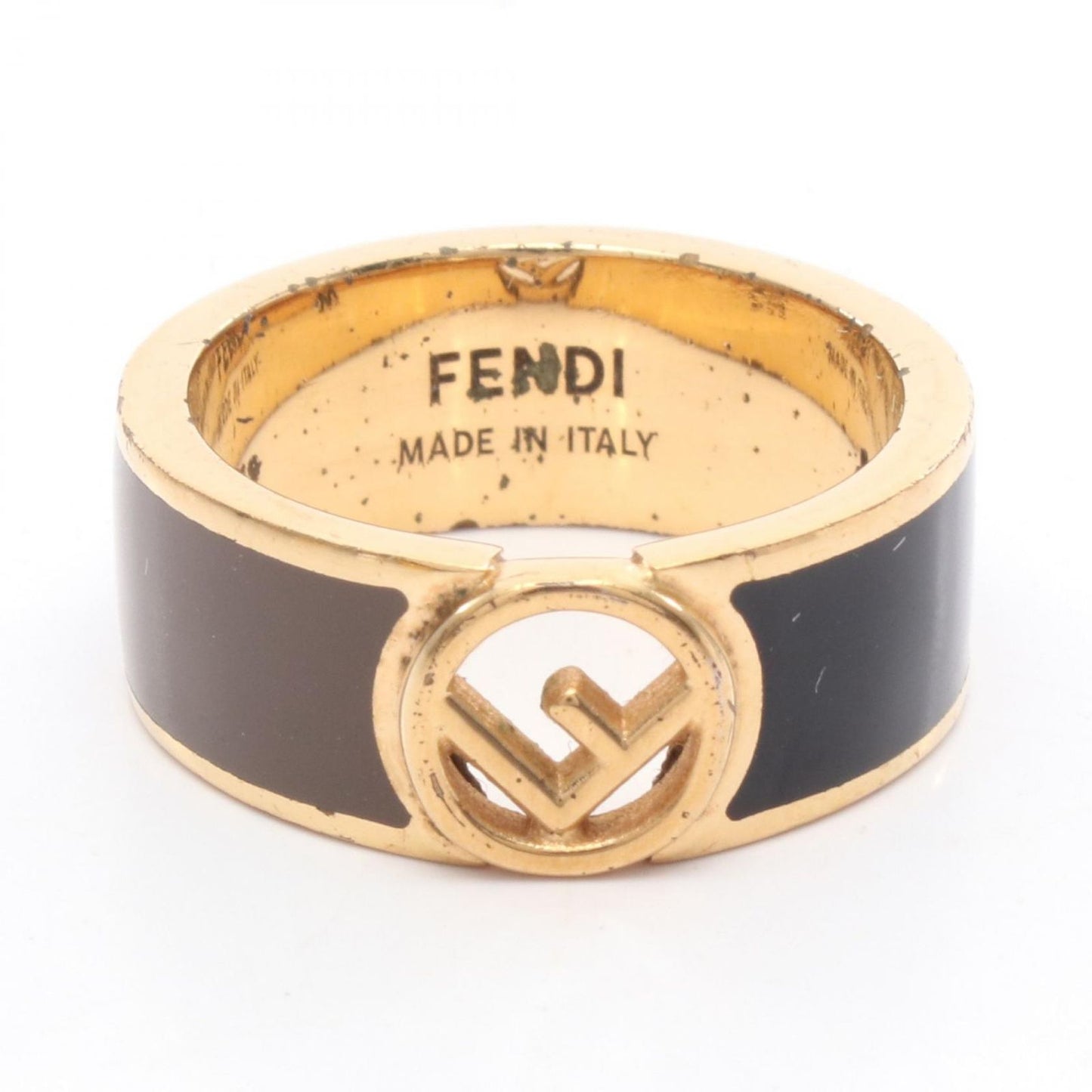 FENDI F Logo Ring in Black/Brown Gold Plated - Exquisite Craftsmanship