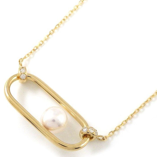 Exquisite K18YG Pearl & Diamond Necklace - Timeless Elegance