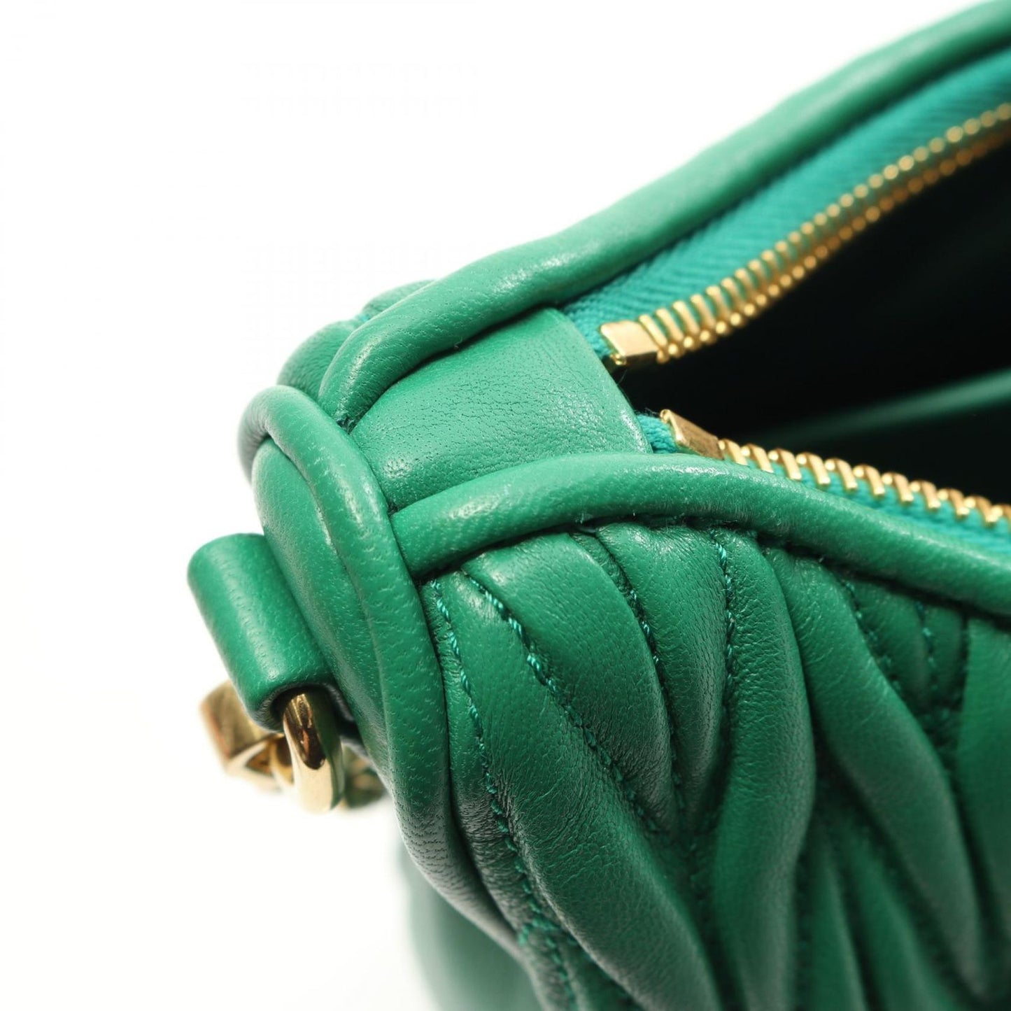 Miu Miu Matelassé Green Leather Shoulder Bag - Timeless Elegance