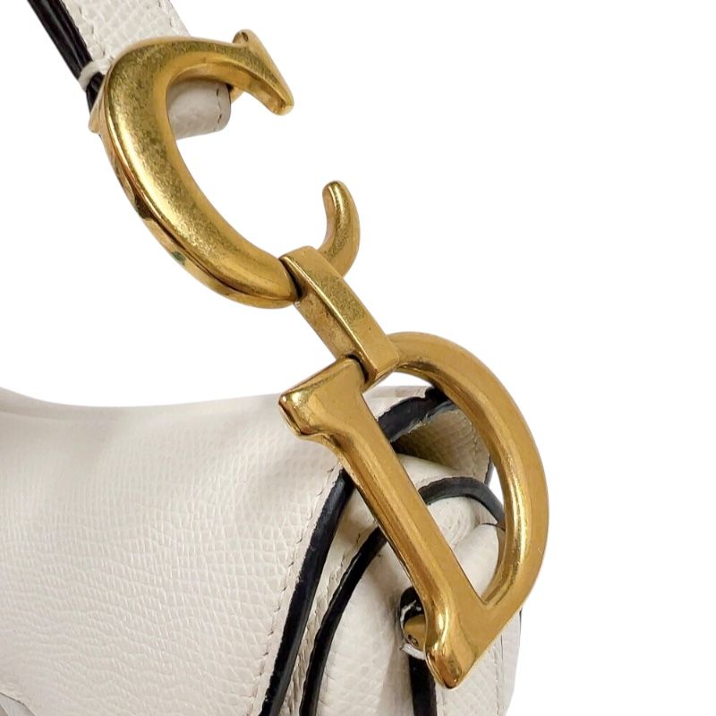 Christian Dior Saddle Mini Bag - White & Gold Hardware