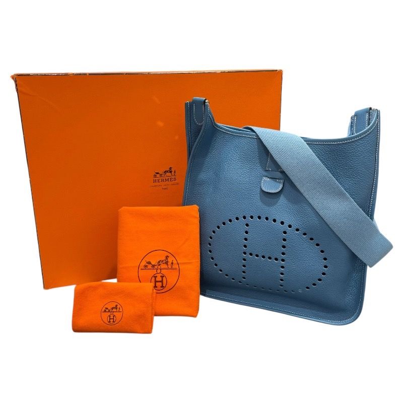 HERMES Evelyne II Blue Jean Togo Leather Shoulder Bag - Exquisite Craftsmanship
