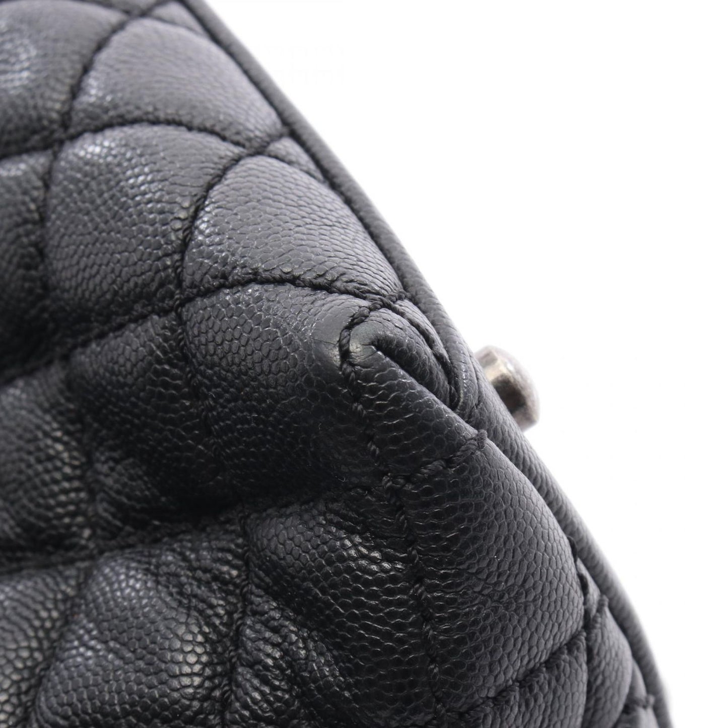 CHANEL Matelassé Coco Handle Handbag in Black Caviar Leather