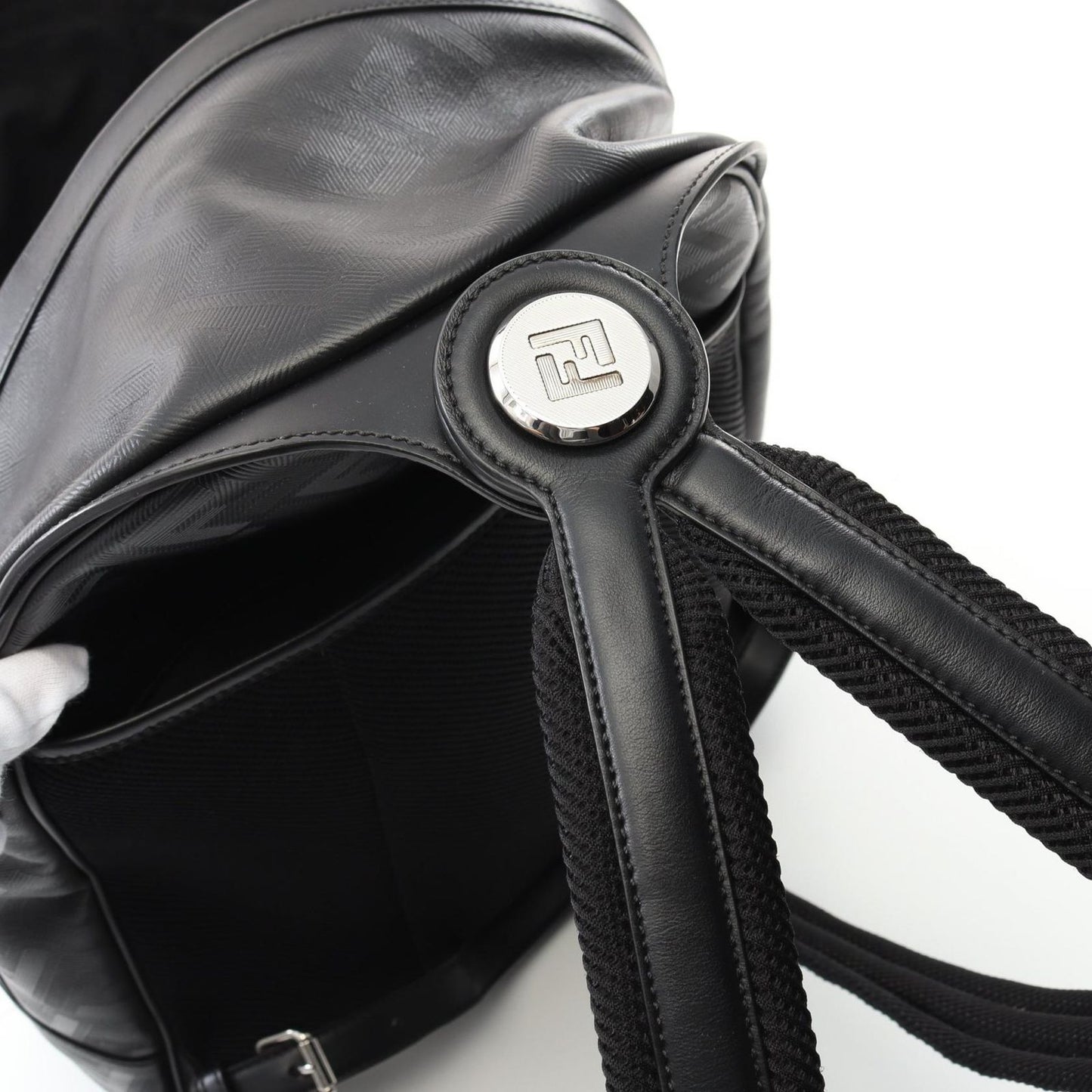 FENDI Kiodo Shadow Diagonal Backpack in Black Leather