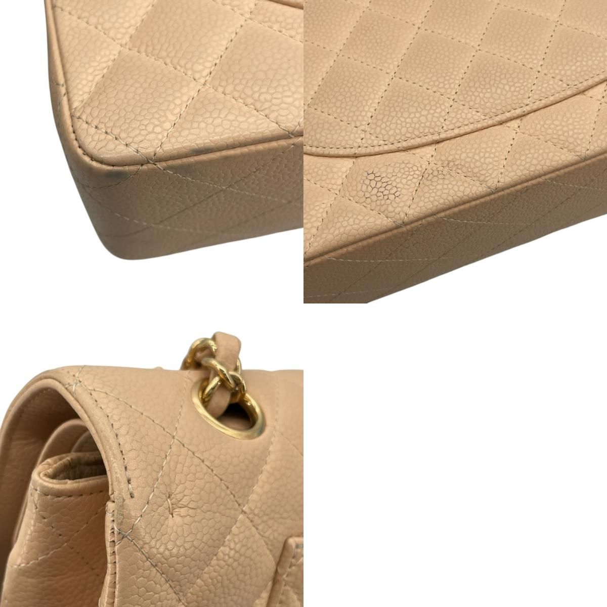 CHANEL Matelassé 25 Beige Caviar Leather Shoulder Bag