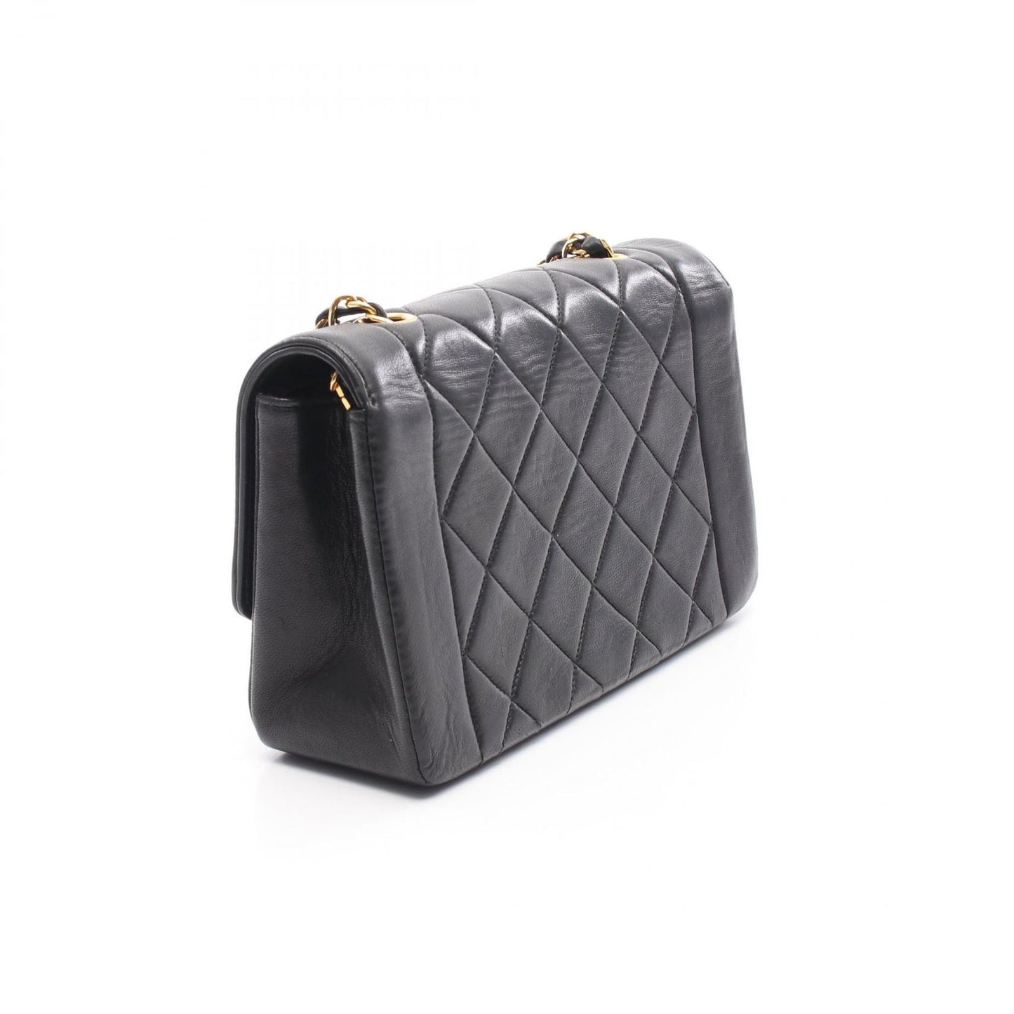 CHANEL Matelassé Diana Flap Shoulder Bag in Black Lambskin
