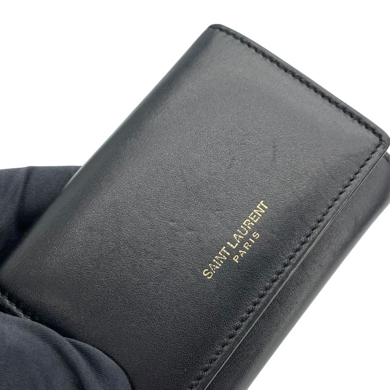 SAINT LAURENT 6-Key Holder in Black Calf Leather - Timeless Elegance