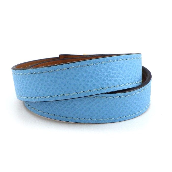HERMES Kelly Double Tour Bracelet - Blue Cielo - 2022 Edition