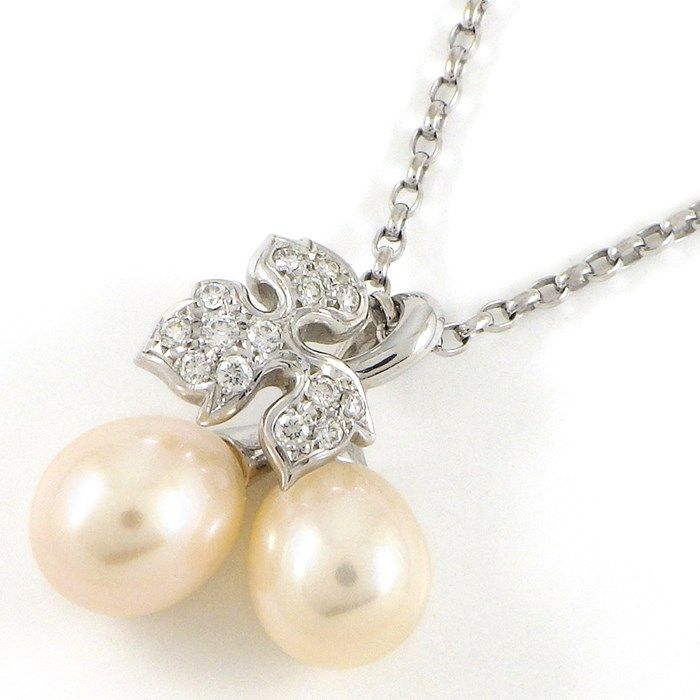 MIKIMOTO Cherry Blossom Pearl Necklace in K18 White Gold