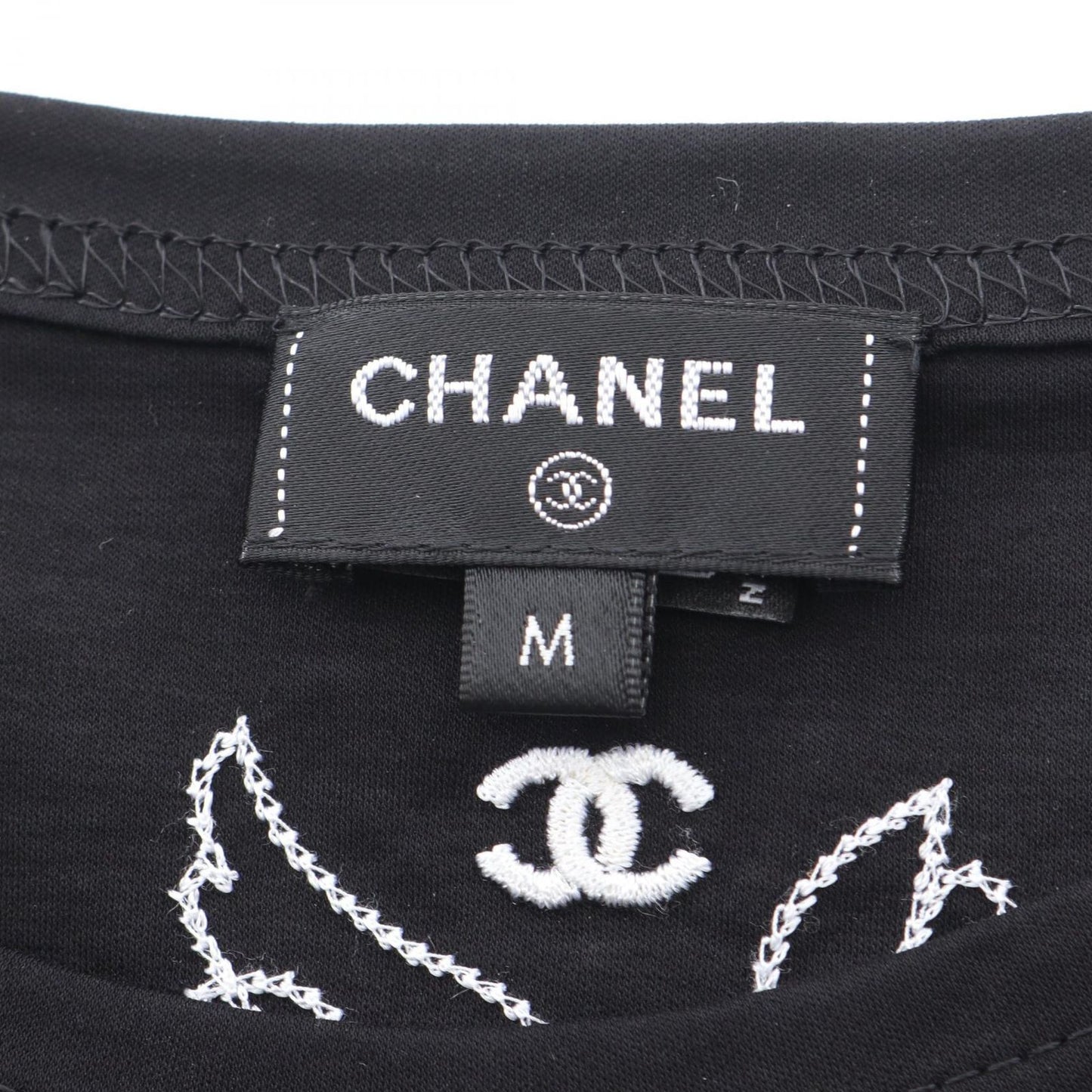 CHANEL Jean Cocteau Coco Mark Cotton T-Shirt - Black - Size M