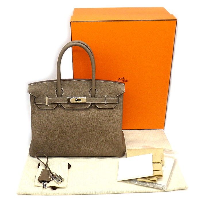 HERMES Birkin 30 Togo Bag - Etoupe with Silver Hardware, 2019