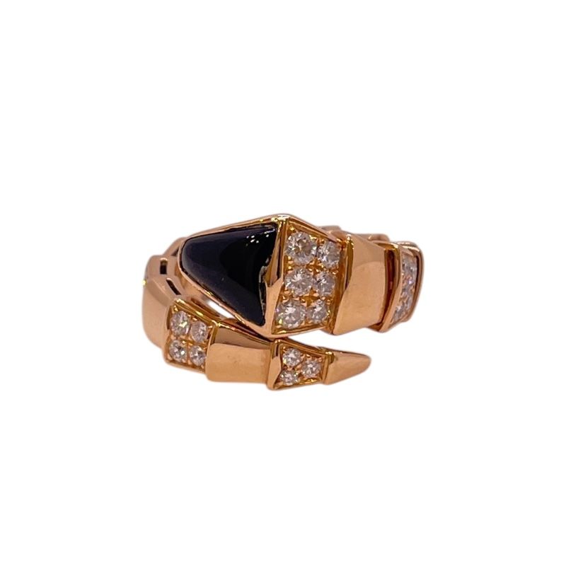 BVLGARI Serpenti Viper Ring in 750PG with Diamonds and Onyx