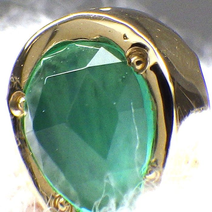 Elegant Green Chalcedony & Diamond Drop Necklace in K10YG