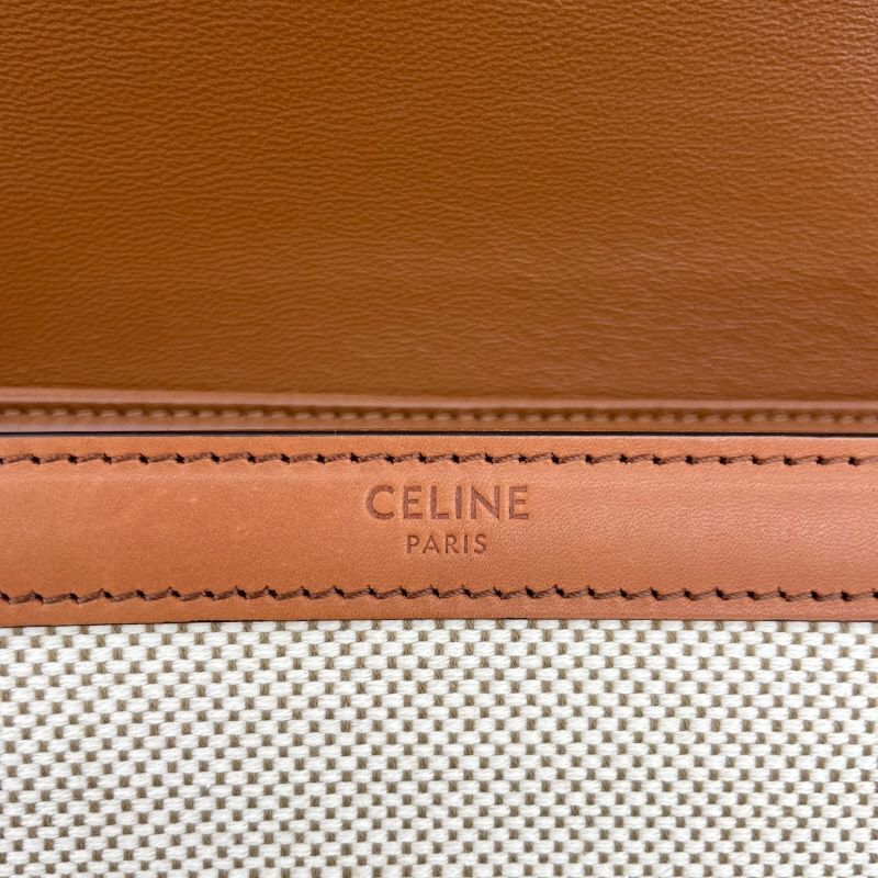 CELINE Classic Triomphe Bag in Natural Tan Textile - Timeless Elegance