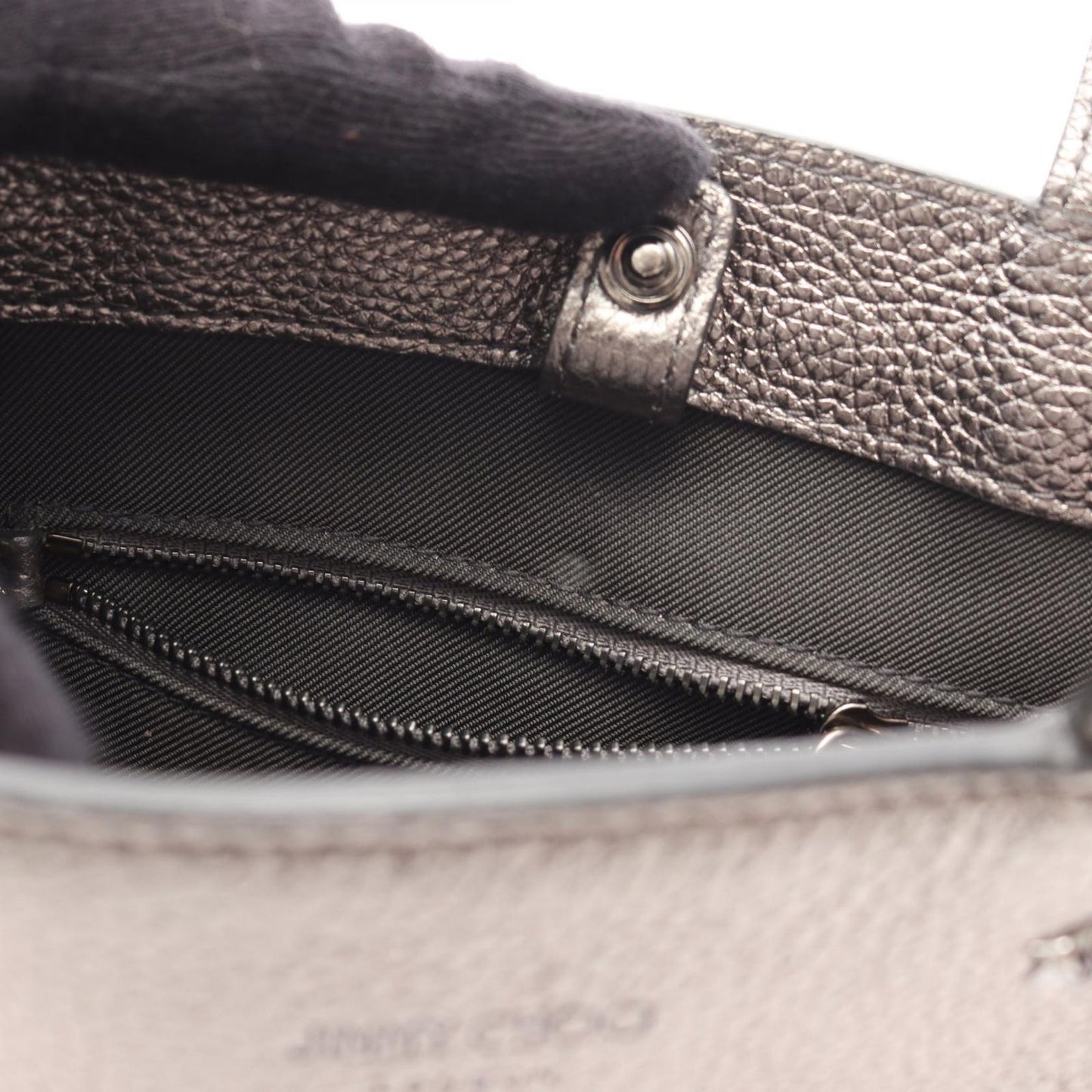 JIMMY CHOO Mini Pegasi Metallic Silver Leather Handbag