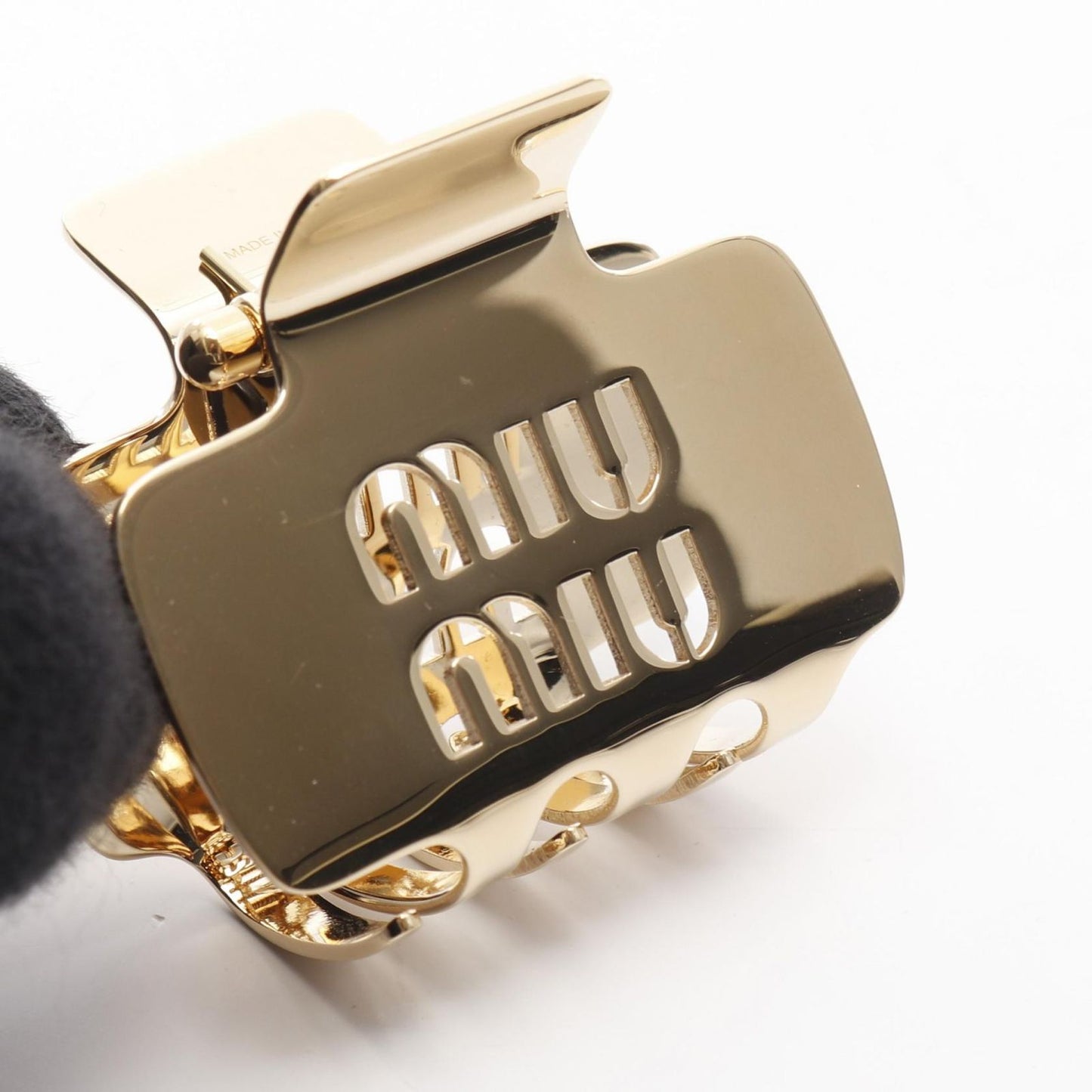 Miu Miu Gold Logo Hair Clip - Exquisite Luxury Accessory