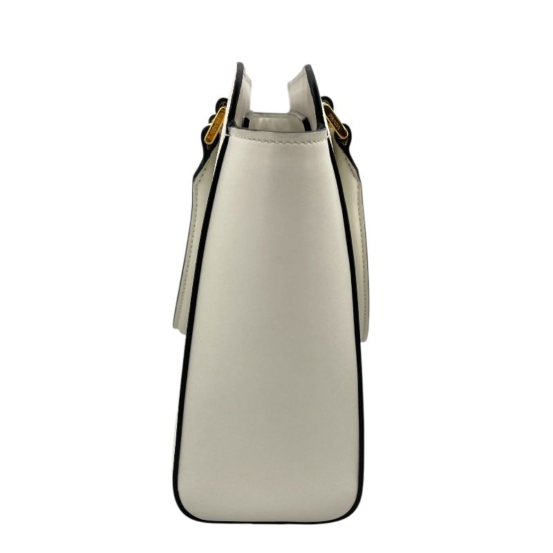 PRADA Saffiano 2WAY Bag in Cream with Gold Hardware