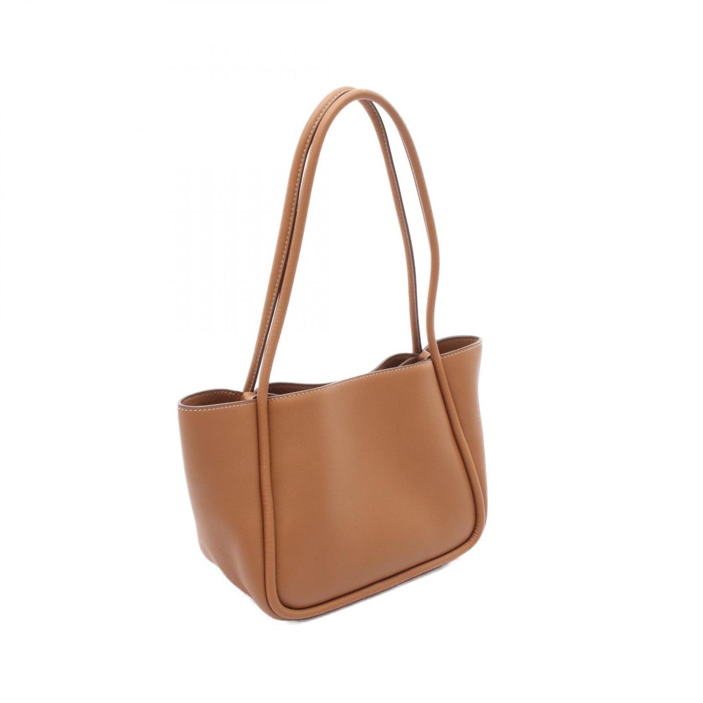 PRADA Soft Grain Triangle Logo Mini Tote Bag - Camel Leather