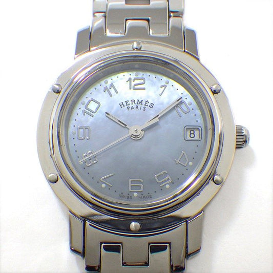 HERMES Clipper CL4.210 Blue Shell Dial Stainless Steel Watch