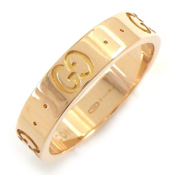 GUCCI Icon Slim GG Logo Ring in K18 Pink Gold - Size 8.5