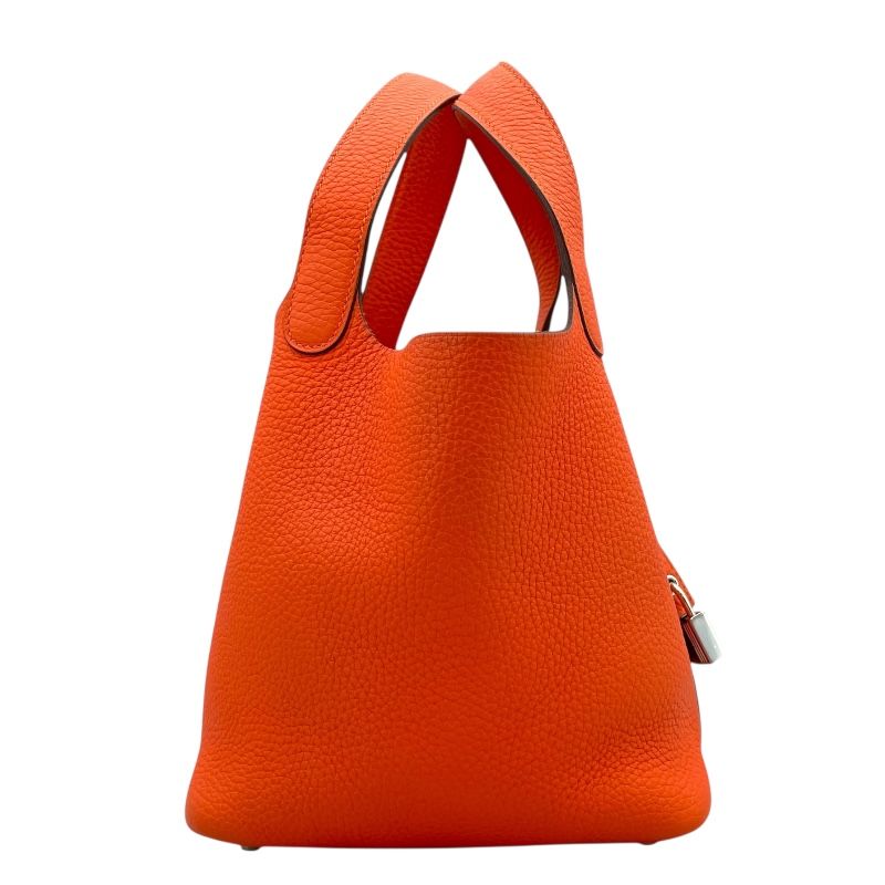 HERMES Picotin Lock PM in Orange Poppy with Silver Hardware