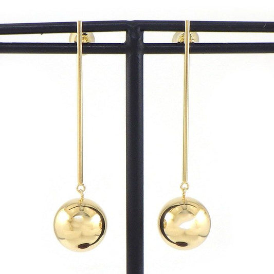 K18YG Bar Ball Earrings - Exquisite Yellow Gold Elegance