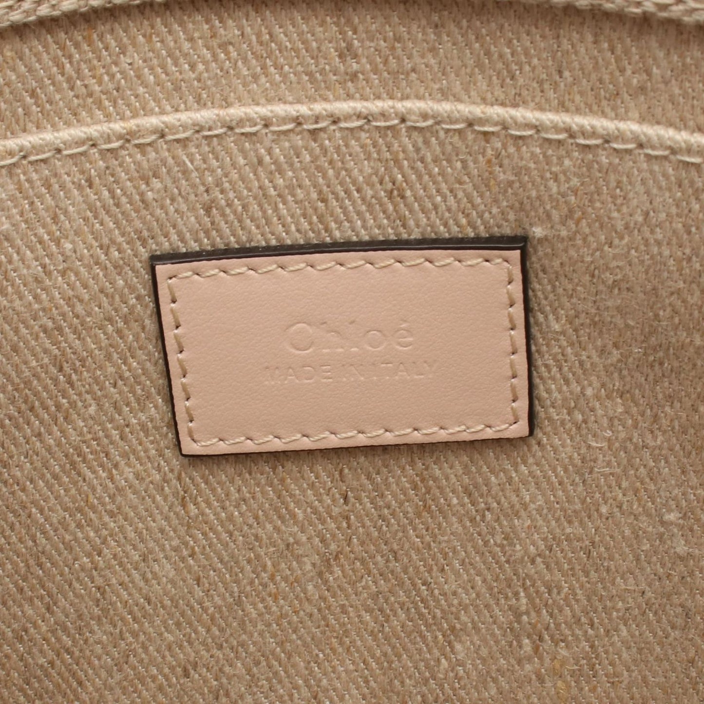 Chloe Woody Small Tote Bag in Beige Canvas & Leather