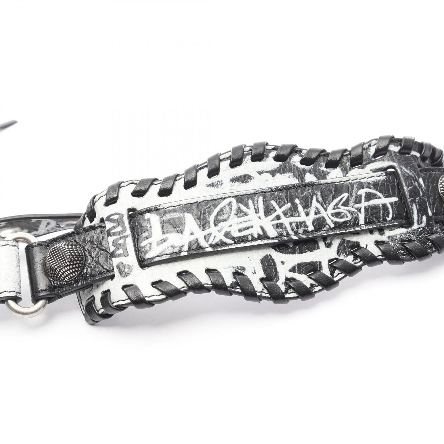 BALENCIAGA Le Cagole XS Shoulder Bag in Black/White Leather