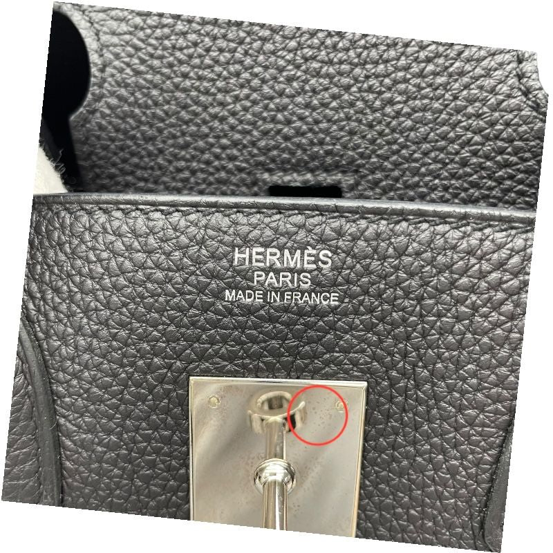 HERMES Birkin 30 Y Stamp Black & Silver Hardware Handbag