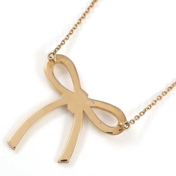 Tiffany & Co. Bow Ribbon Motif Necklace in K18 Pink Gold