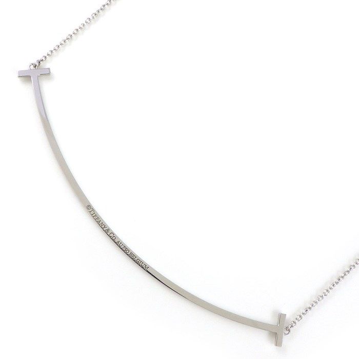 Tiffany & Co. T Smile Large Diamond Necklace in K18 White Gold
