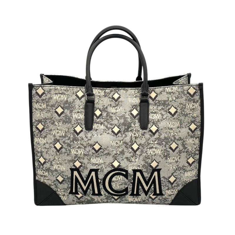 MCM Munich Tote Bag in Grey Monogram Jacquard - Exquisite Craftsmanship