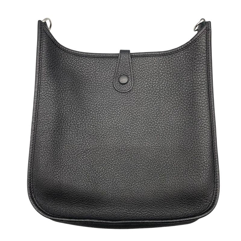 HERMES Evelyne 1 PM Black Togo Leather Shoulder Bag with Silver Hardware