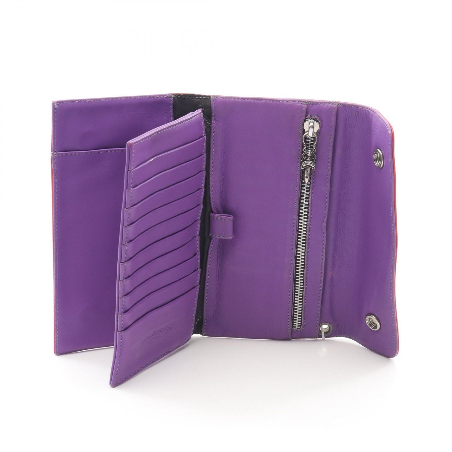 CHROME HEARTS Wave Cross Ball Leather Wallet - Red