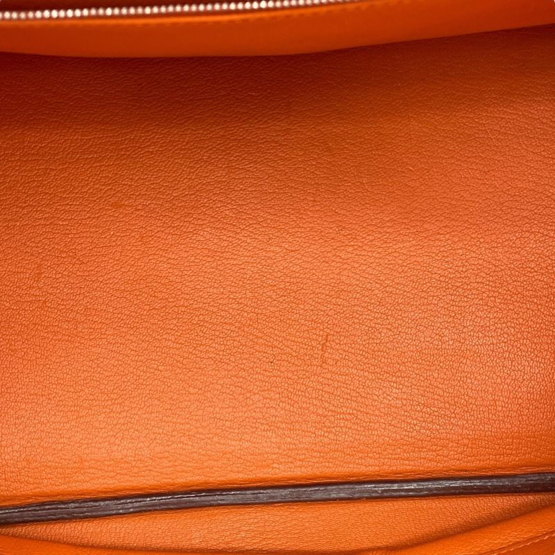 HERMES Birkin 35 Orange Togo Handbag with Silver Hardware